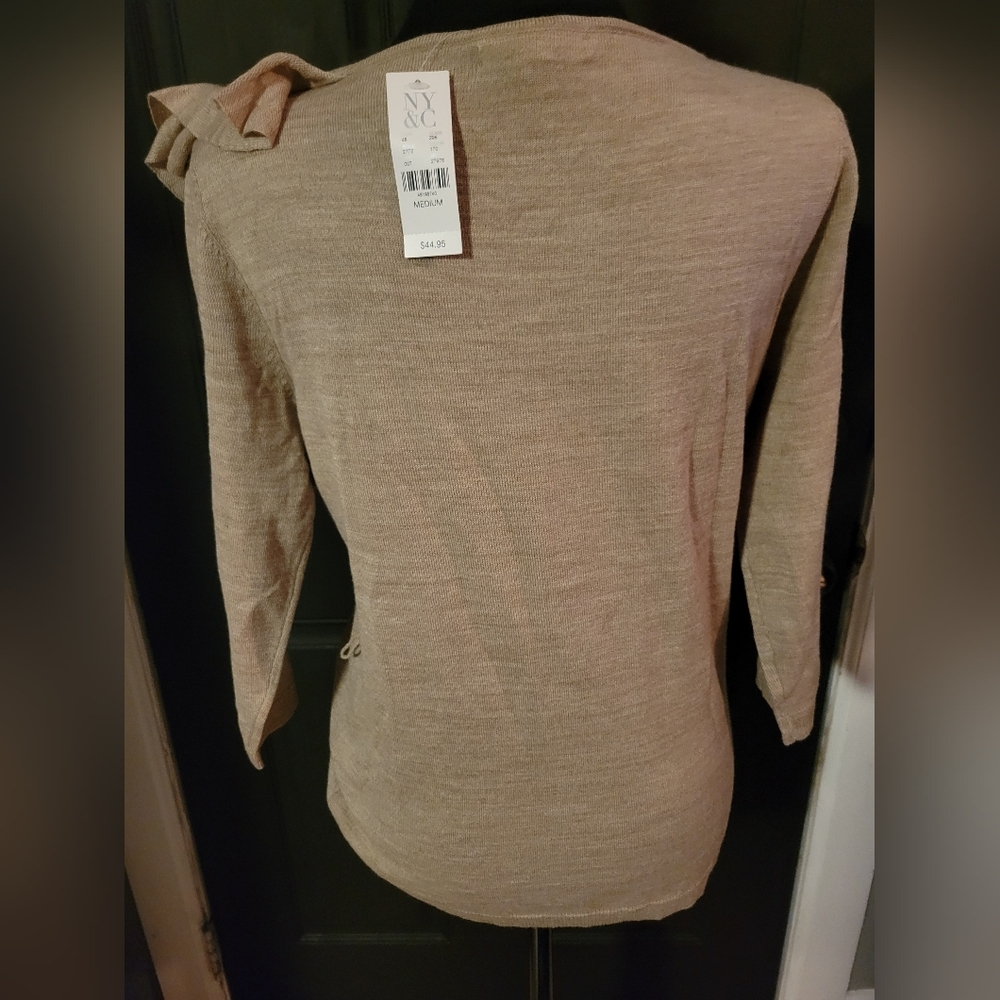 Elegant Beige Ruffle Sweater - Picture 2 of 3